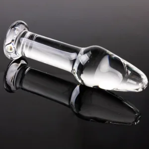 uzun cam anal plug şeffaf parlak cam