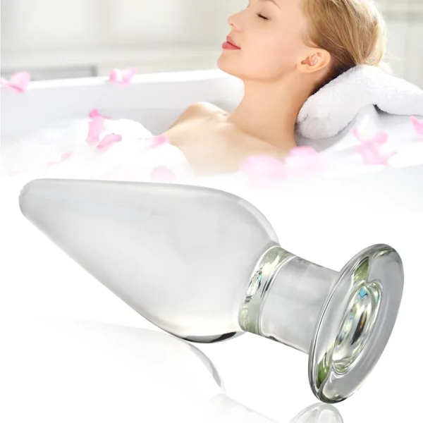 beyaz cam anal plug pembe taş detaylı