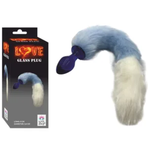 Beylikdüzü mavi peluş kuyruklu cam anal plug