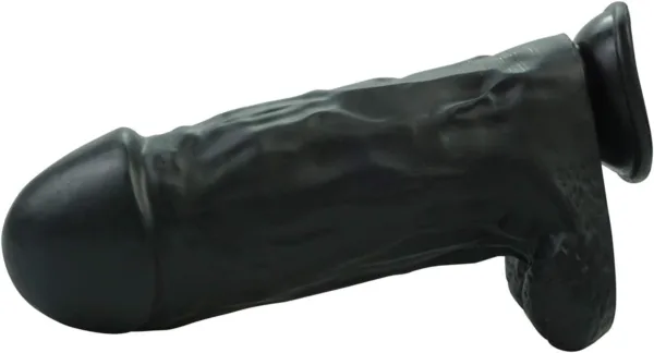 Detaylı kabartmalı siyah dildo