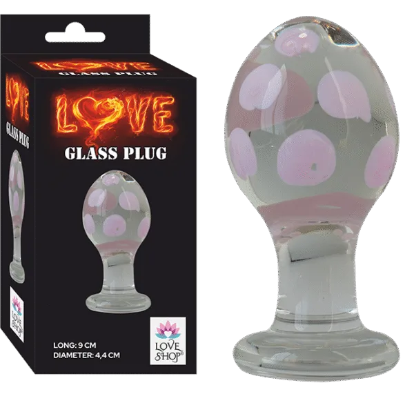 Cam malzemeli pembe anal plug